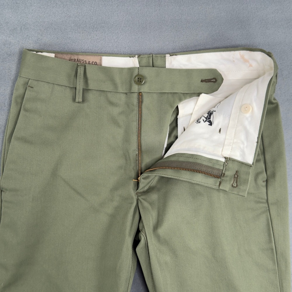 Levis Mens Olive Green Chino Pants Straight Leg Twill Trousers W32 L29 - Picture 5 of 13